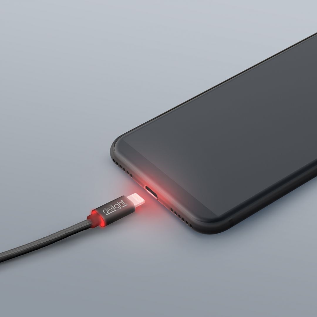 Delight iPhone Lightning Adatk&aacute;bel LED 1m White